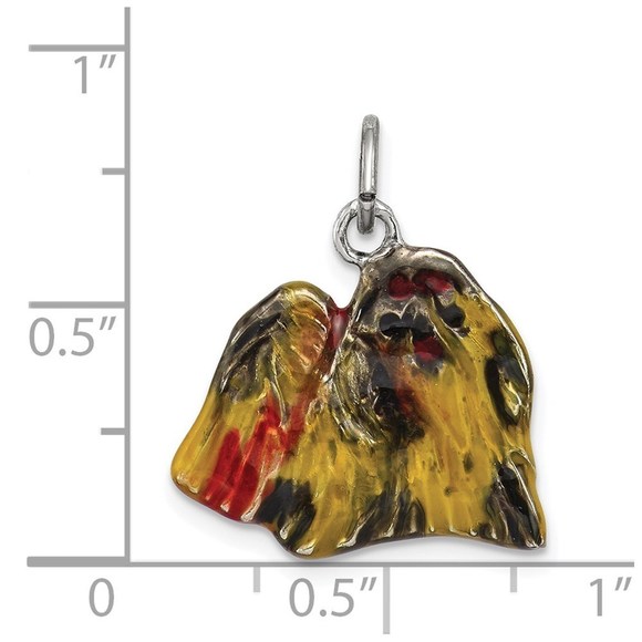 Sterling Silver Enameled Profile Shih Tzu Charm - Picture 2 of 4